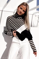 women winter turtle neck sweater loose warm knitted pullover 2021 fashion outwear stripe female jumpers