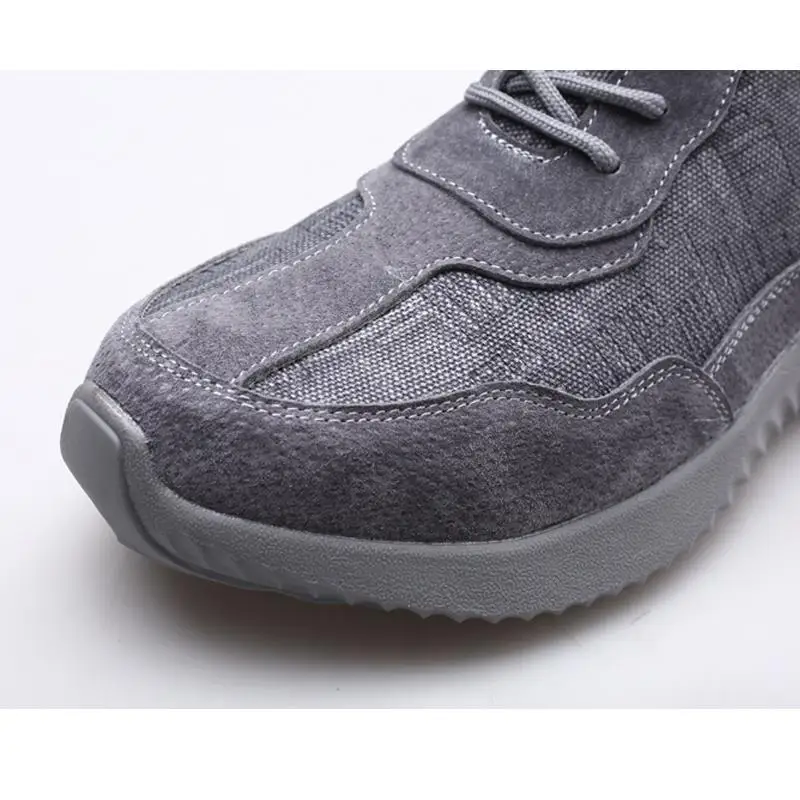 

New Men Safety Canva Ankle Boots Winter Safety Shoes Steel Toe Cap Anti-Smashing Breathable Hiking Sneakers Work Shoes