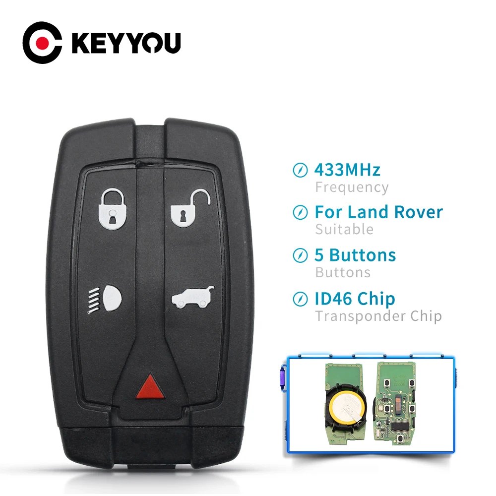 Пульт дистанционного управления KEYYOU 5 кнопок для Land Rover Freelander 2 Smart 433 МГц чехол с
