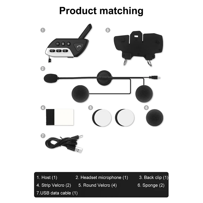 

Motorcycle Smart Bluetooth Helmet Headset 800M 4 Rider Group Intercom Handsfree FM CVC Noise Reduction Interphone