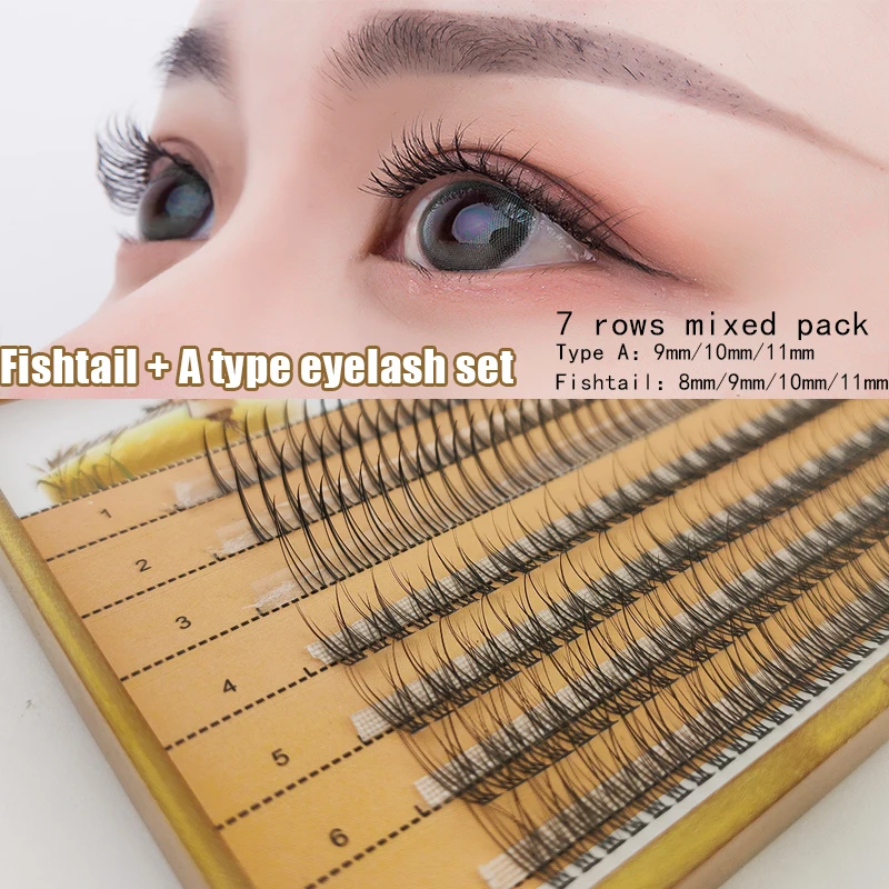 

Семь рядов смешанных натуральных рыбий хвост Тип Накладные ресницы ласточкин хвост прививки ресницы толстые ресницы мягкий макияж инструм...