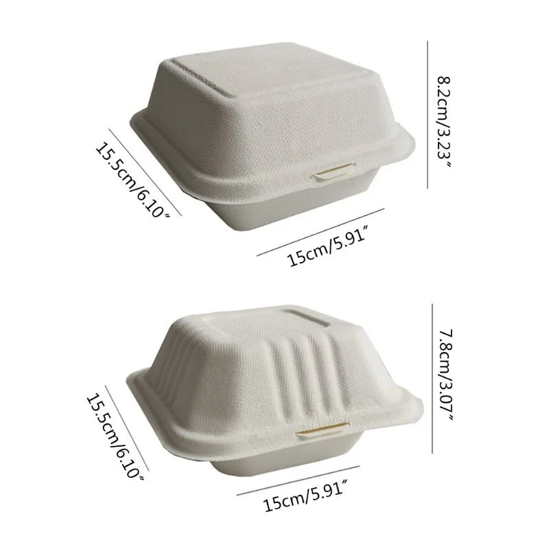 

50Pcs/bag Biodegradable Disposable Takeout Food Containers Leak Proof Cake Hamburger Holder Box for Restaurants Dropshipping