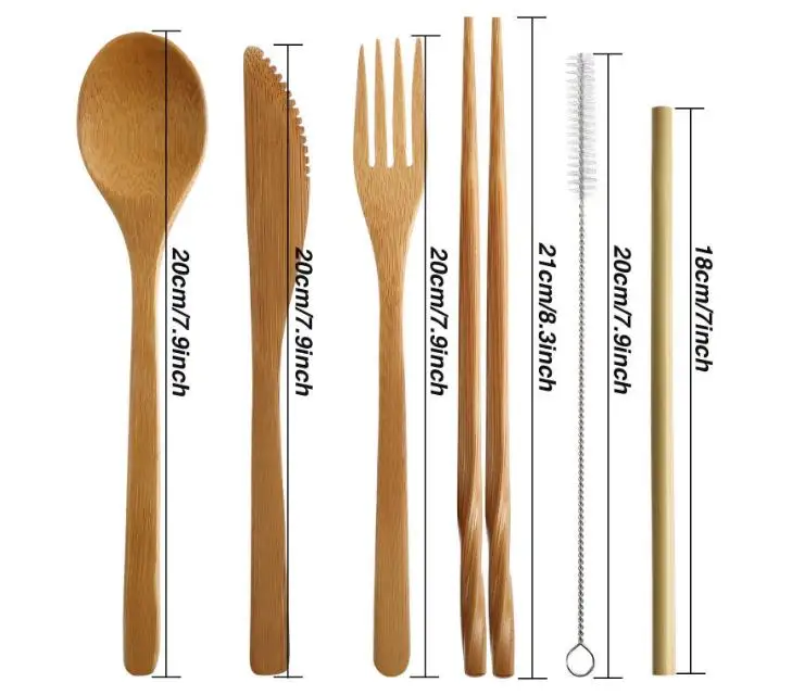 Harga 6 Pcs/set Portable Ramah Lingkungan Sendok Garpu Set Perjalanan Peralatan Makan Set Bisa Sedotan Sumpit Pisau Garpu Sendok Grosir