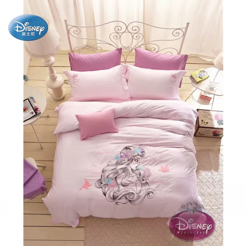 Home Textile Disney Pale Pink Rapunzel Printed Bedding Set Duvet Quilt Cover Pillowcase Sheet Adult Children Bedroom Decoration