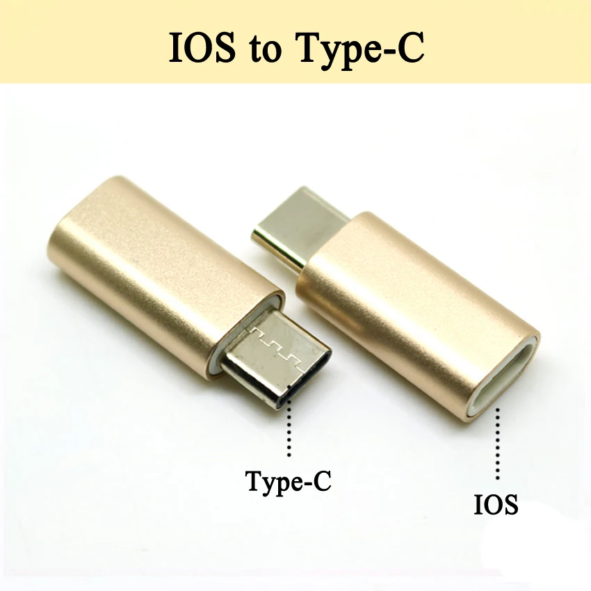 Type-C Gold 1 шт. для iPhone Micro usb type-C Мужской зарядный кабель из алюминиевого сплава конвертер зарядный разъем адаптер для телефона Android - Цвет: Type-C Gold