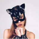 Сексуальная кожаная маска кошки БДСМ секс бандаж Фетиш голова кошки черная маска на глаза для Хэллоуина Маска для карнавала вечеринки косплей маска для лица секс-игрушки