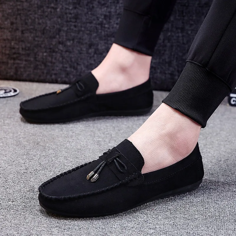 

Men's Casual Shoes Fashion Men's Shoes Suede Soft Men's Slippers Slip Cover Men's Driving Shoes Black Red Men's Lazy Shoes