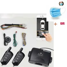 Mobile Phone Remote Start car Alarm System With 2-Remote Control 80-100M Shake Switch Lock Keyless Entry PKE  Start Stop