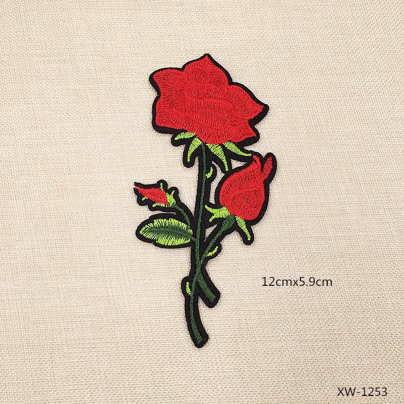 3 размера высокое качество красная роза цветок пришить на вышитые праздник патч