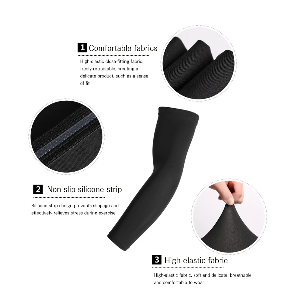 

Men Women Arm sleeves Sun Protective Running cycling Arm Cover Lycra Thumb Basketball Elbow Pad Fitness Outdoor Sports Warmer