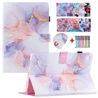 Для Samsung Tab A7 Lite, чехол 8,7 дюйма, искусственная кожа с мраморным рисунком для Galaxy Tab A7, чехол 10,4 дюйма, чехол для планшета с ручкой