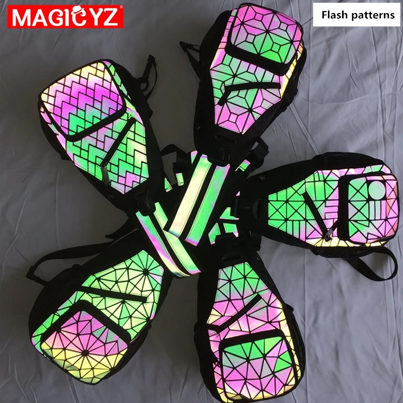 Men backpacks Male Shoulder crossbody Bags Luminous Geometric Crossbody for Man Chest bag Boys Sports Travel Bagpack |