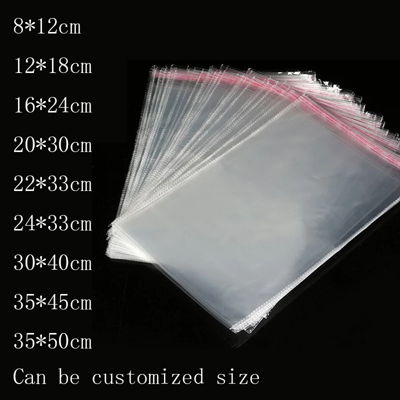 

100pcs/Pack OPP Stickers Self Adhesive Transparent Plastic Bags Jewelry Packaging Bags Gift Bags