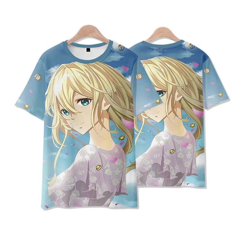 Фиолетовая футболка из чистого хлопка Evergarden 3d в стиле панк-рок Клавдия хоdgins