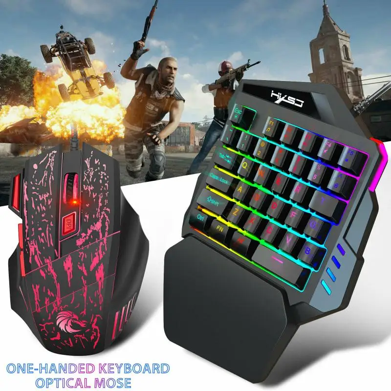 Игровая клавиатура с одной рукой набор комбо для мыши RGB светодиодный комплект