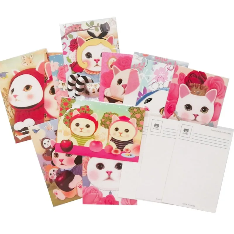 10 шт./лот новая открытка с мультяшным котом на день рождения поздравительная