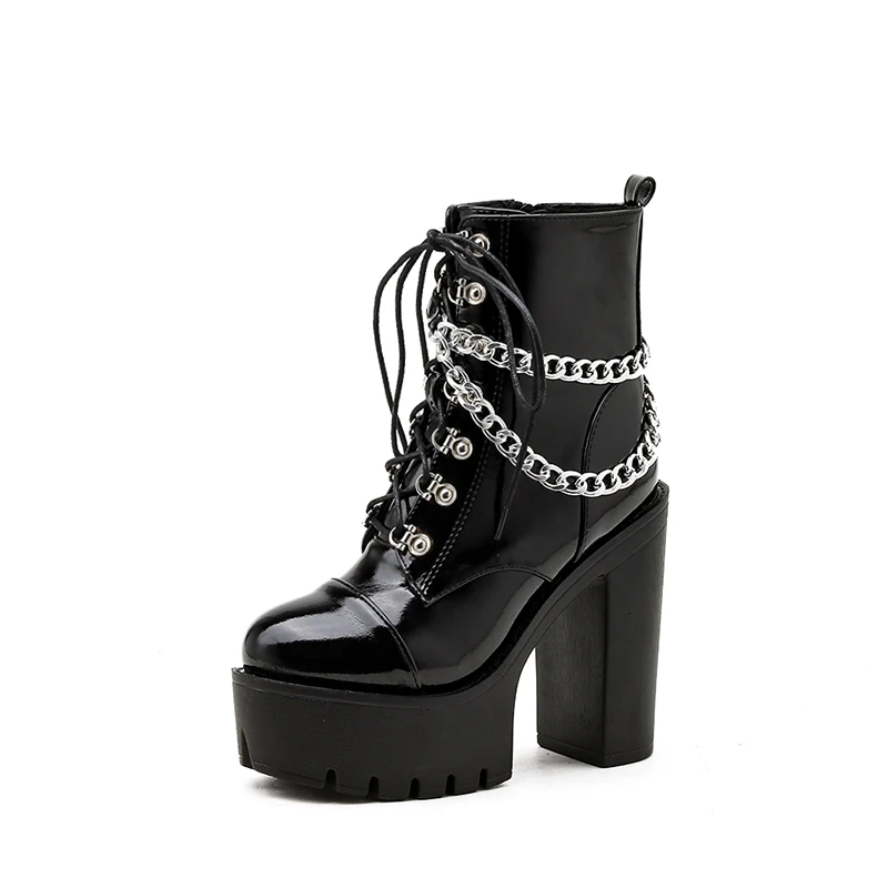 

New Style Round-toe Patent Leather Women's Boots Sexy Women's Shoes
