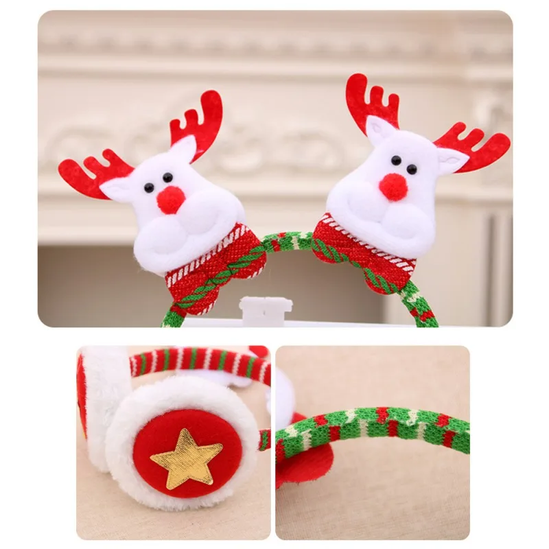 Christmas Hairpin Faux Fur Plush Earmuffs Adult Children Dress Up Big Antler Head Buckle Headbands Party Supplies | Дом и сад