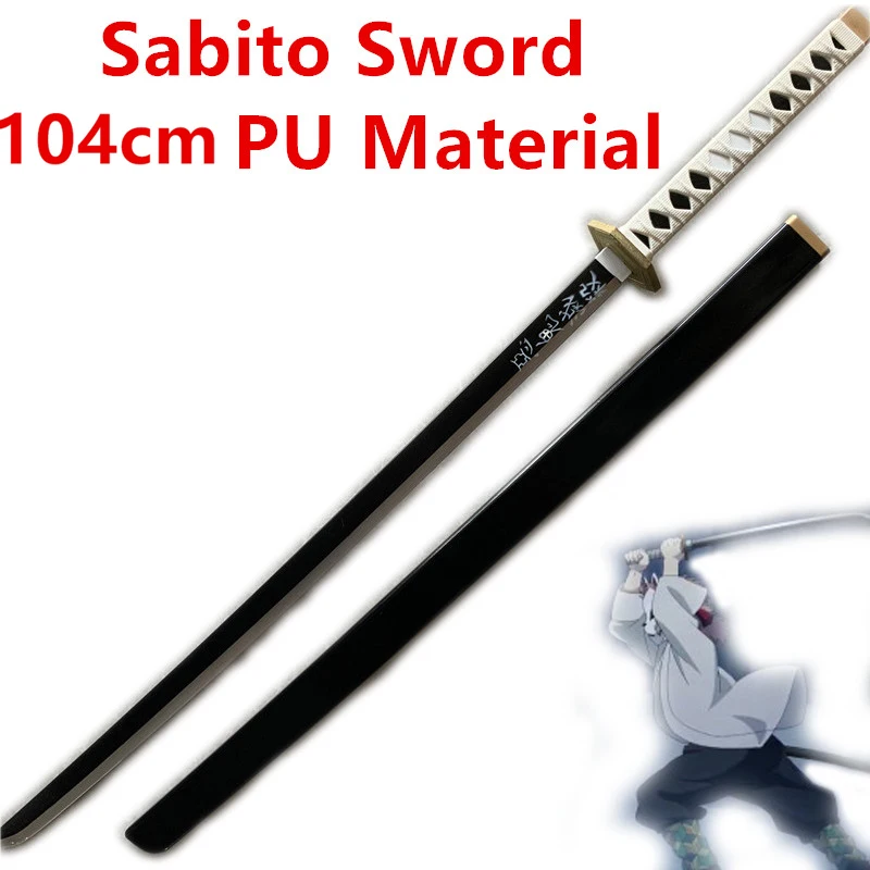 1:1 Demon Slayer Weapon Sabito Black Gold Sowrd Kimetsu no Yaiba Sword Cosplay Ninja Knife 104cm Prop Anime Model | Тематическая