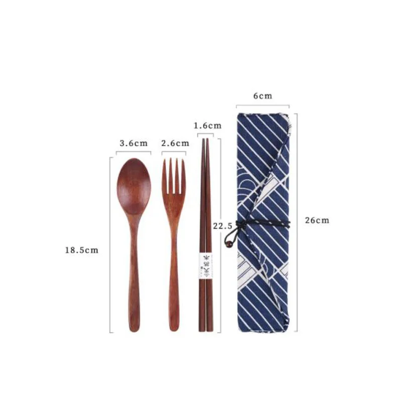 Jual 20Set Set Peralatan Makan Kayu Perlengkapan Makan Kayu Luar Ruangan Portabel Gaya Jepang Set Peralatan Makan Sendok Garpu