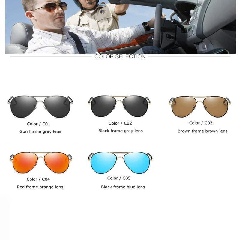 Мужские солнцезащитные очки с поляризационным покрытием uv400 классические для