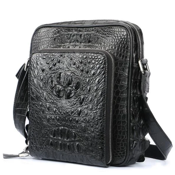 YILUNXI High-end Crocodile Belly Shoulder Bag Genuine leather men elegant cross-body bag Fashion street messenger Black bags |
