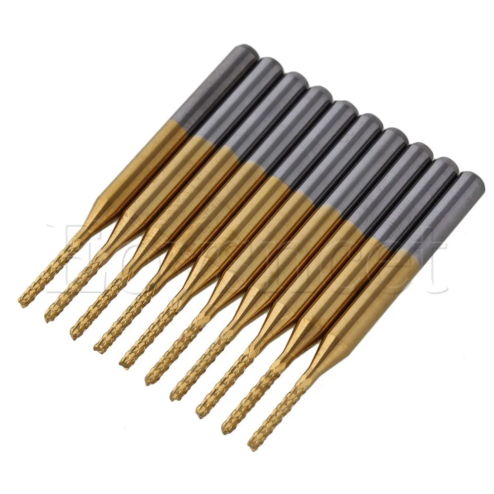 

Metallic ColorTiN Coated Carbide End Mill Engraving Bits Blade Dia 1.3mm