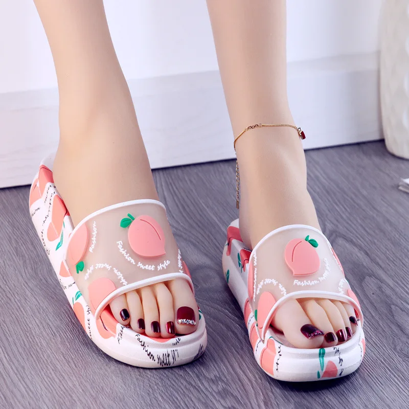 

Women Slippers Summer Shoes Cute Fruit Slippers 2020 Indoor Thick bottom Soft Women Outdoor Flat Beach Slides TX209