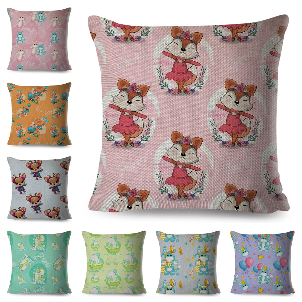 

Мультяшный олень динозавр Подушка Чехол Декор пэчворк Симпатичные животные Подушка Чехол для дивана дома детской комнаты