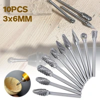 10pcs tungsten carbide burr set 18 shank double cut electric grinder rotary tool cutter for carving metalworking milling tools