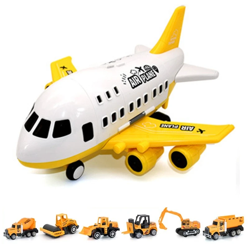 

Children Plane Model Toy Set Simulation Large Storage Transport Aircraft with Alloy Casing Small Car Helicopter Truck