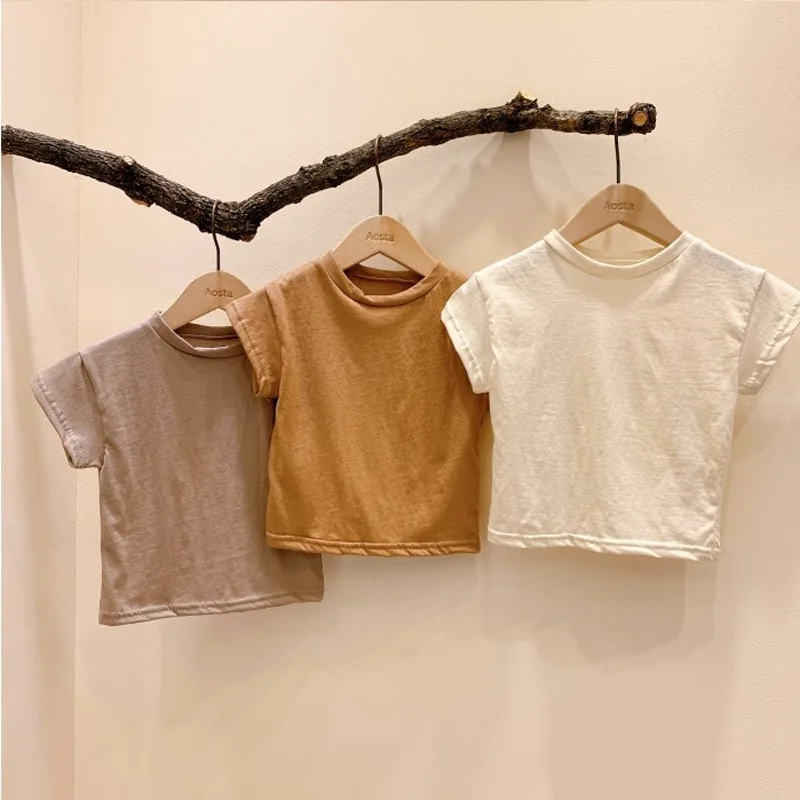 Детские футболки MILANCEL однотонные для маленьких мальчиков детские Топы с