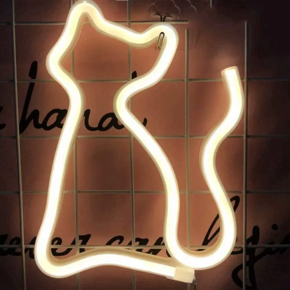Светодиодный неоновый светильник с теплым белым котом праздничный и вечерние