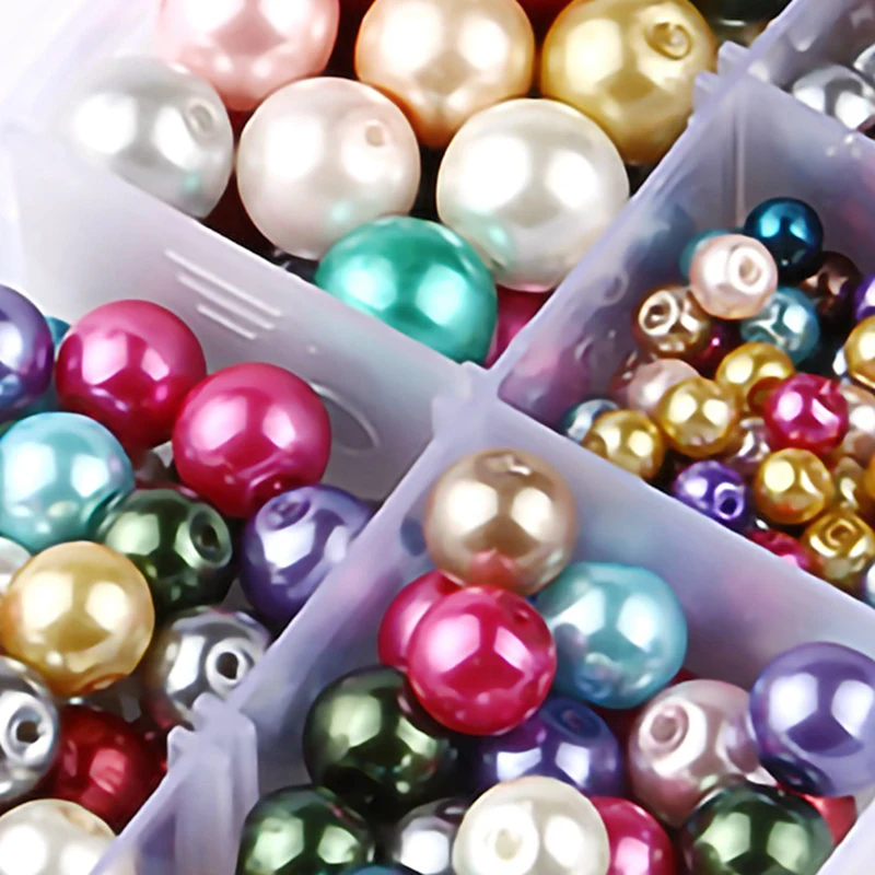 

4-10mm Imitation Pearl Mixed Color Scattered Beads Combination Boxed Color Imitation Pearl Jewelry Accessories