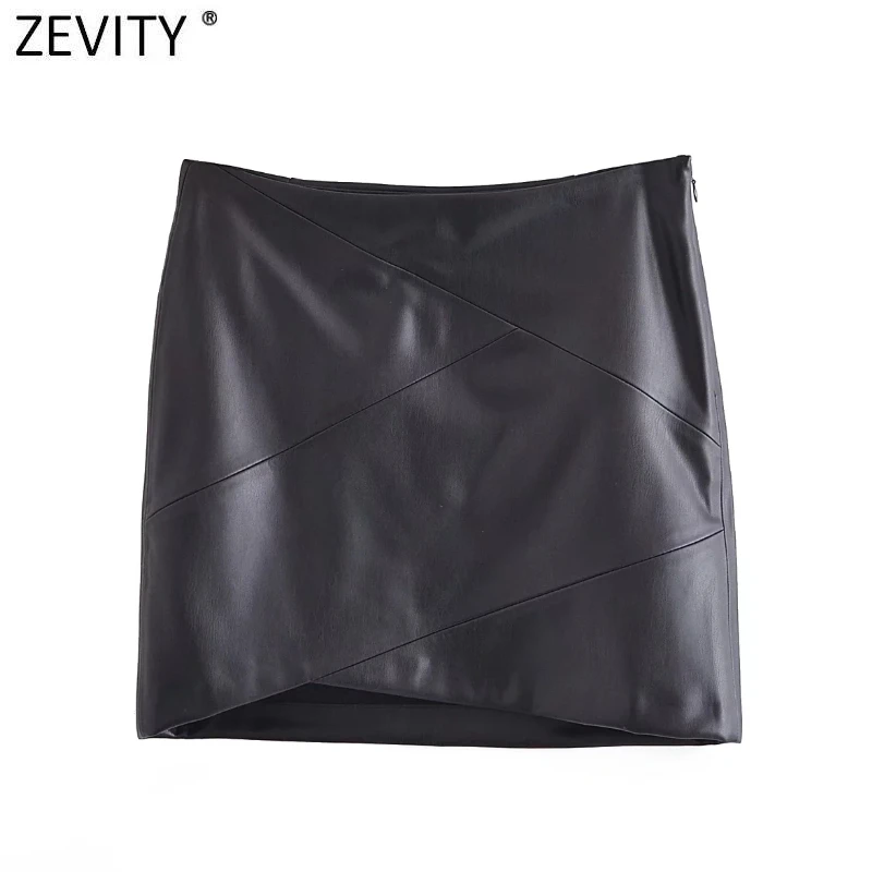 

Мини-юбка Zevity QUN892 женская, модная шикарная Повседневная облегающая юбка-карандаш из искусственной кожи с боковой молнией