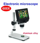 Цифровой электронный микроскоп 600X, микроскоп для пайки с ЖК-дисплеем 4,3 дюйма, увеличительное стекло и подставка для ремонта телефонов