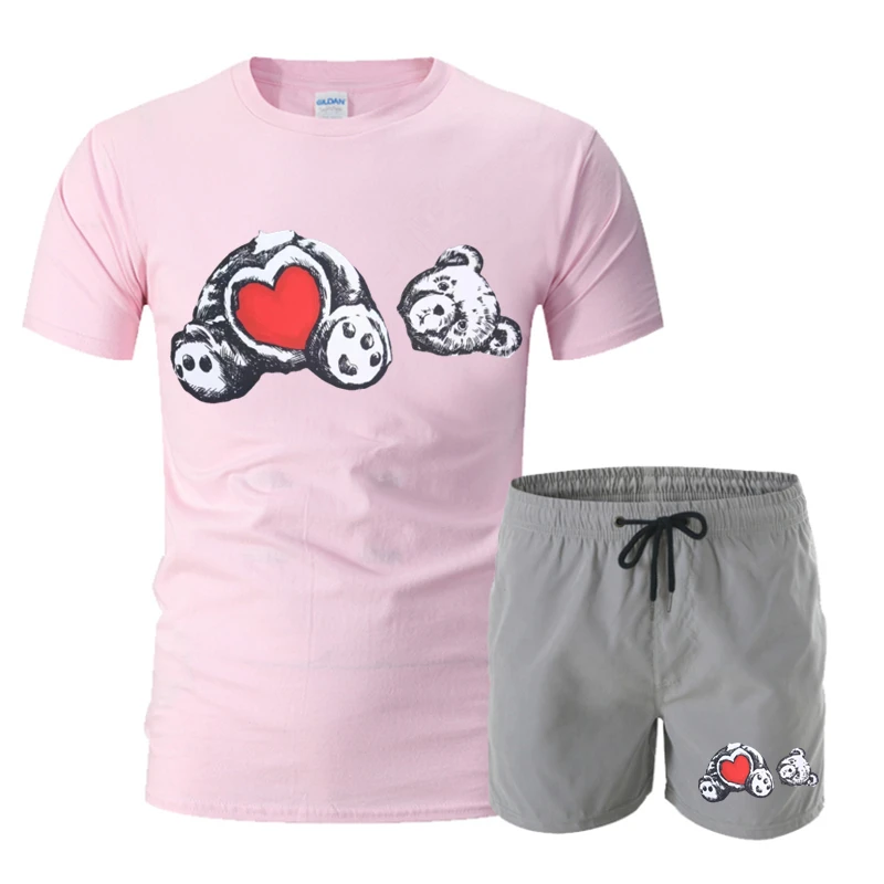

Men's short-sleeved shirt trendy summer brand 2021 new trendy loose clothing suit handsome summer trendy brand two-piece suit