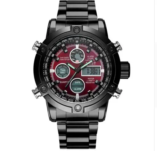 Мужские кварцевые часы с двойным механизмом водонепроницаемый спортивный