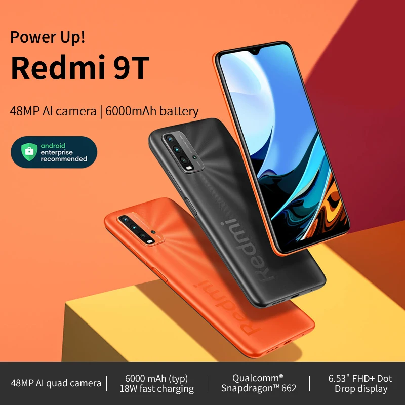 Xiaomi Redmi 9T глобальная версия смартфон 4 ГБ 64 ГБ/4 128/6 128 Snapdragon 662 48MP Quad Camera 6000 мАч 6 53