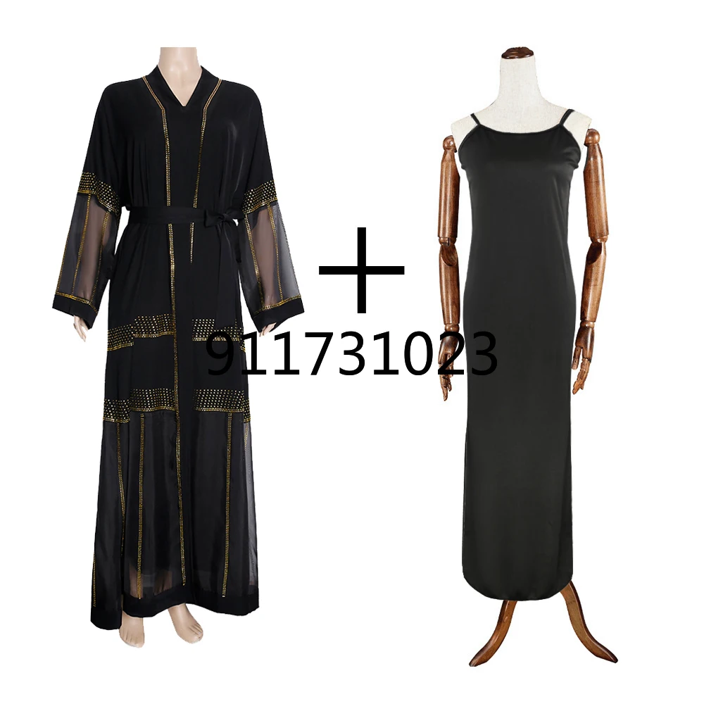 Black Abaya Dubai Turkey Muslim Hijab Dress 2021 Caftan Marocain Arabe Islamic Clothing Kimono Femme Musulmane Djellaba S9017 |