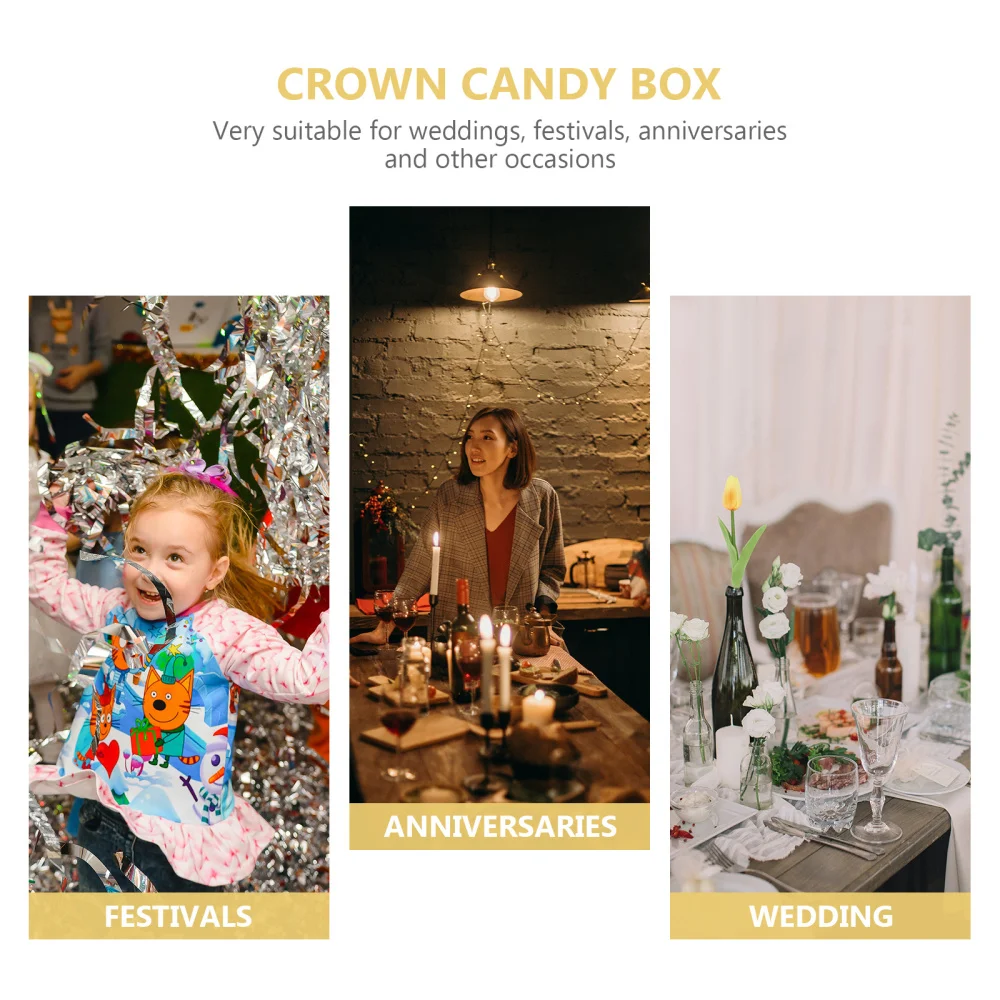 

1 Set 12 Pcs Wedding Candy Boxes Crown Candy Boxes Hollow Gift Packing Boxes