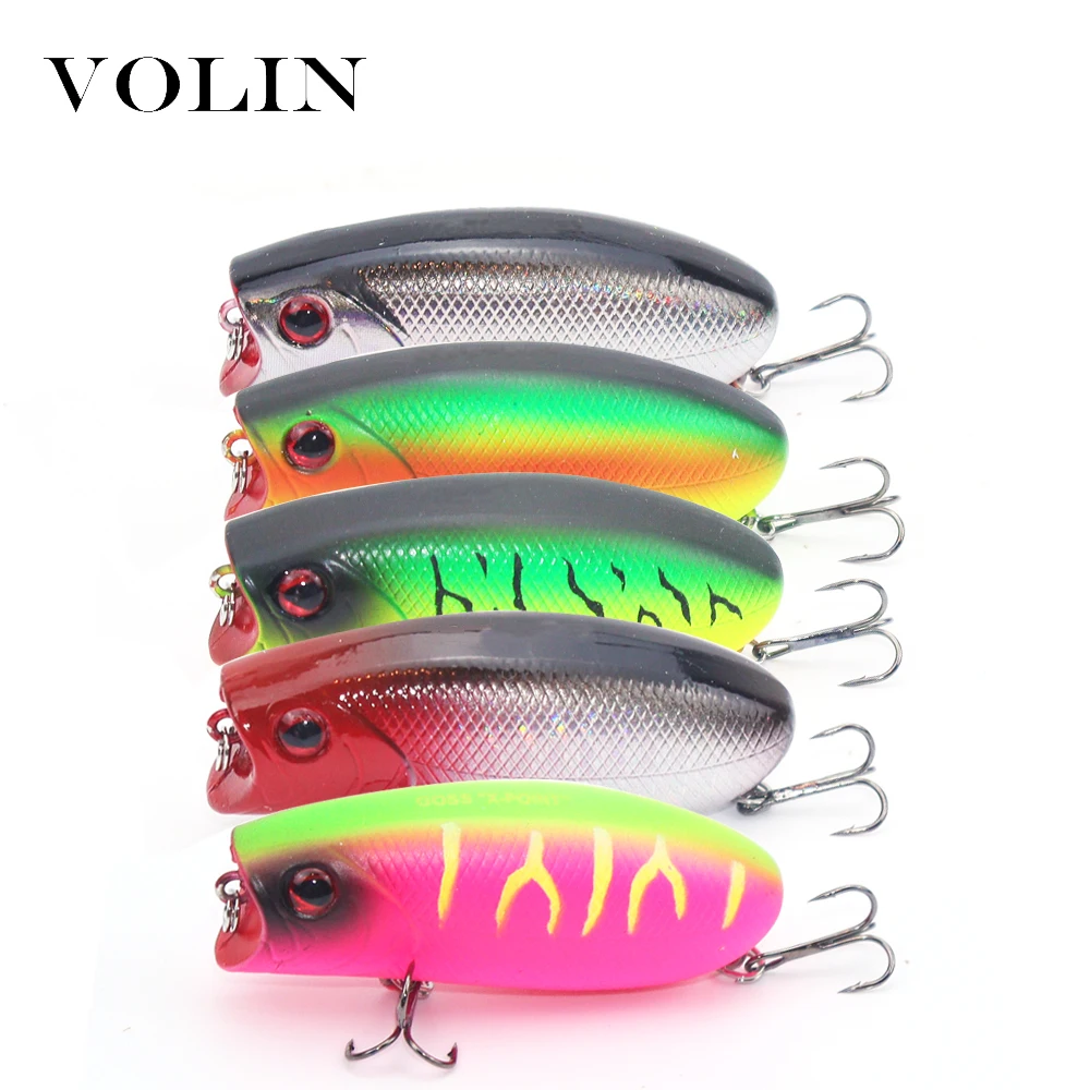 

VOLIN 1pc NEW Model Hard Crank Fishing Lure 55mm 10g Artificial Popper Hard Bait with Ball Minnow Fishing Wobblers Fish Lures