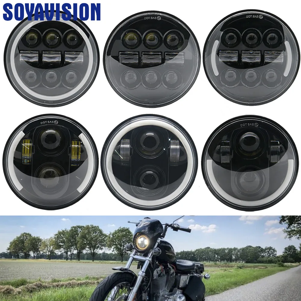 5 3/4 &quot5 75 дюймов мотоцикл мото светодиодный проектор полный Halo ангельские глазки