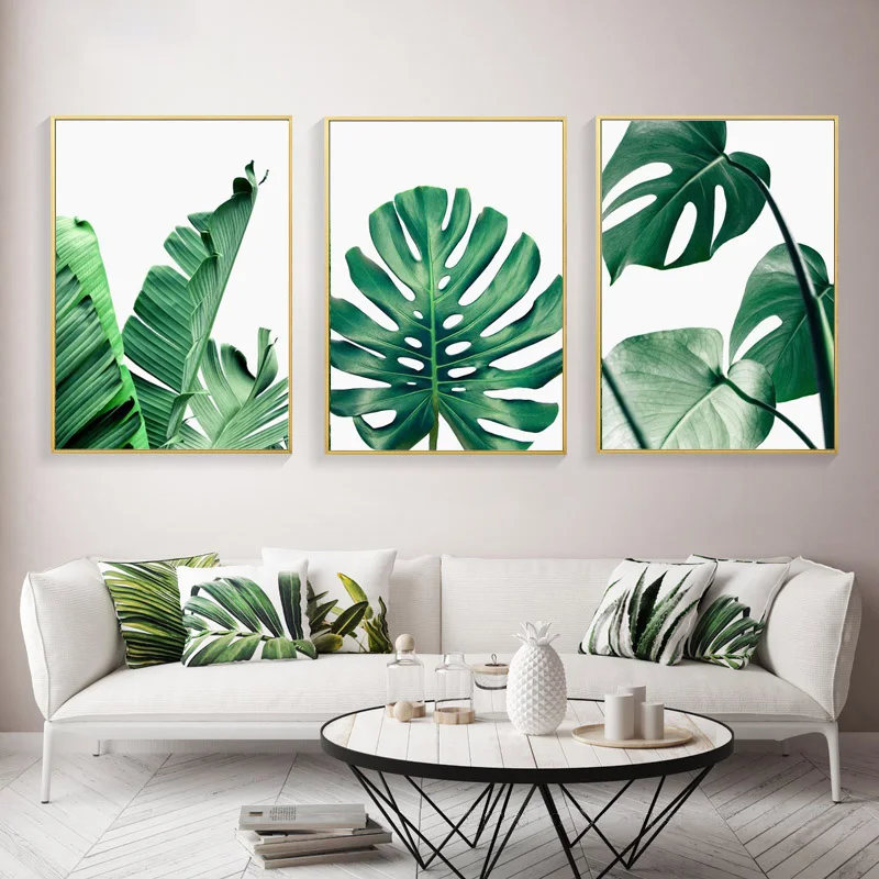 

Tropical Leaf Print Posters Monstera Leaf Palm Banana Canvas Painting Green Leaves Wall Art Living Room Decoration Pictures