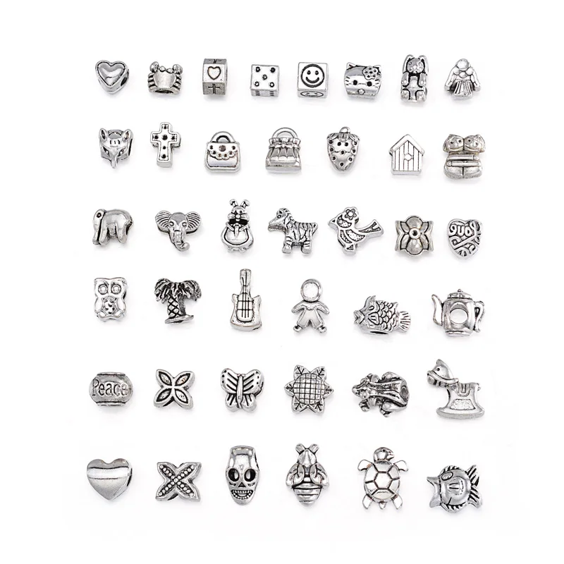 40 шт./компл. антикварные серебряные бусины серии животных круглые разделители