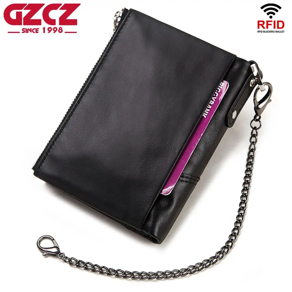 Мужской кошелек GZCZ из натуральной кожи с технологией радиочастотной