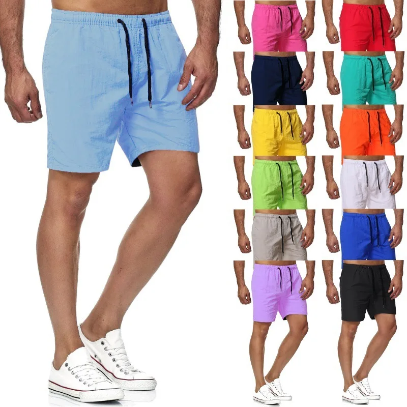 2021 Summer Men's Five Minute Dry Solid Color Beach Pants Men's 13 Color Sports Fitness Shorts