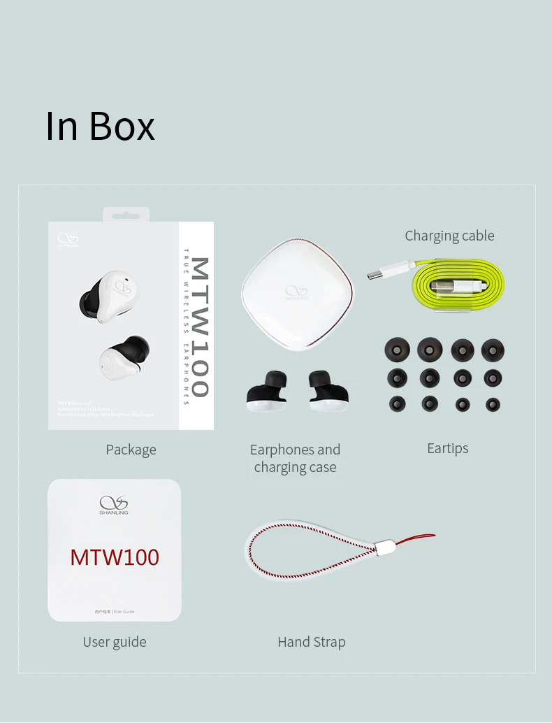 Shanling MTW100 5,0 Bluetooth беспроводные наушники-вкладыши спортивные Auriculares наушники-вкладыши драйвер AAC/SBC IPX7 водонепроницаемый 1 пара