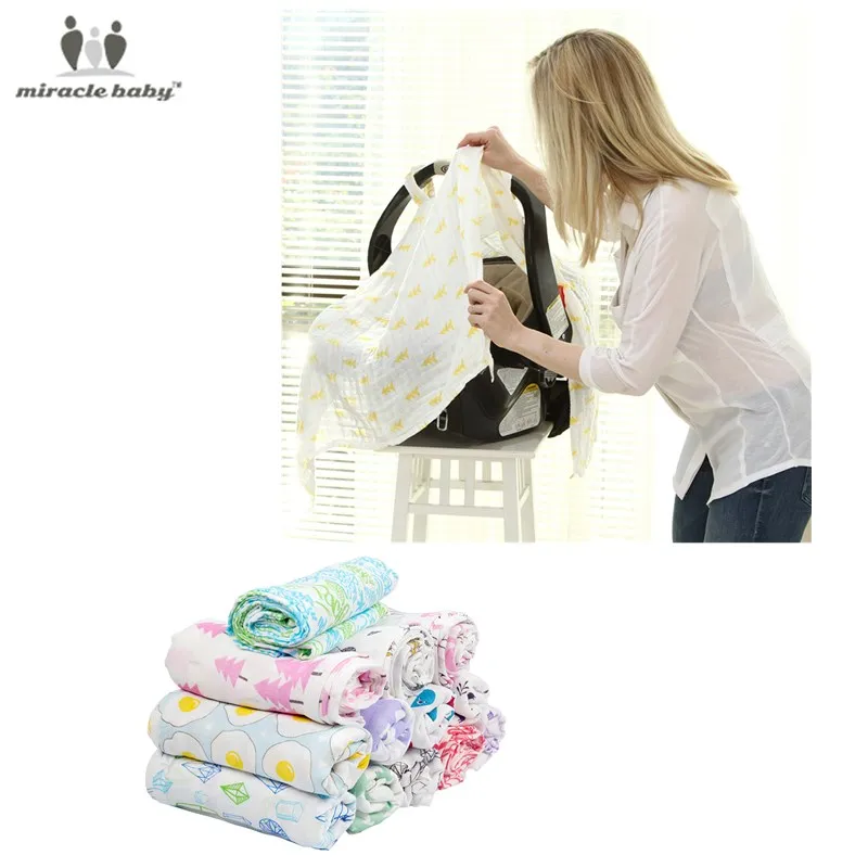 

Cotton Muslin Baby Car Seat Cover Bebe Stroller Cart Cover Canopy Windproof Sunshade Cloth Scarf Feeding Cover Blanket Mattress