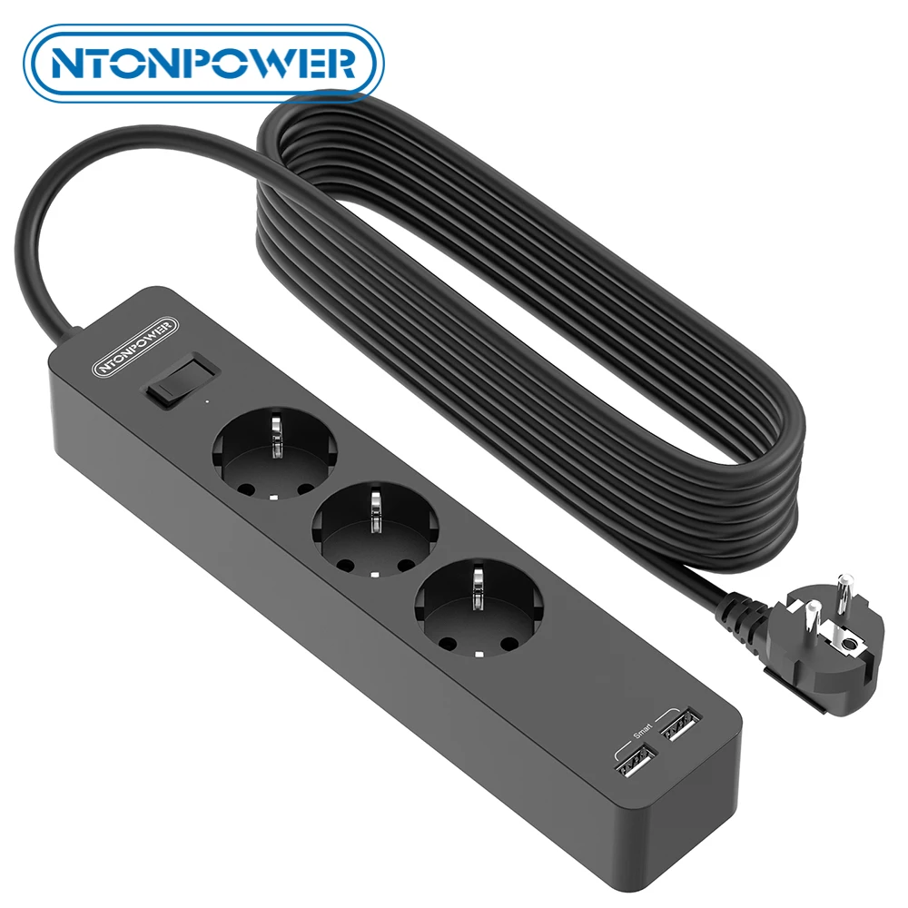 Настенный блок питания NTON с удлинителем 5 метров сетевой фильтр бытовые